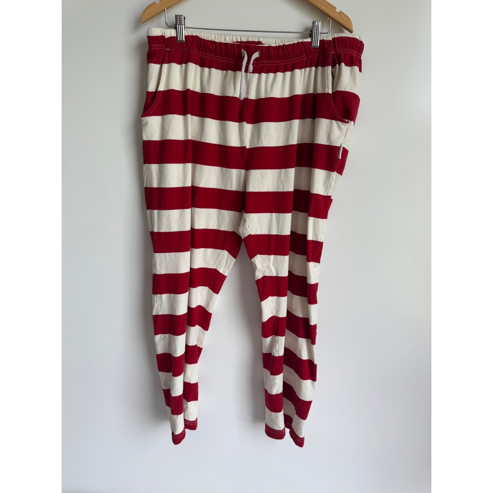 Butterblu Red White Striped Organic Cotton Jogger Lounge Pants XXL Preppy